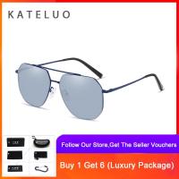 ราคา พร้อมเคส เลนส์ไนลอน แว่นกันแดดโพลาไรซ์สำหรับผู้ชาย KATELUO CP8802 Classic Double Bridge Stainless Steel Sunshade Mirror (15145311253)