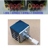 ราคา 1pc ALPS RK27 Dual unit Serrated Volume Rotary Potentiometer 50K 100K 50Ax2 100AX2 Dual Slotted Japan 8Pins 25MM Flower Shaft (20466046229)