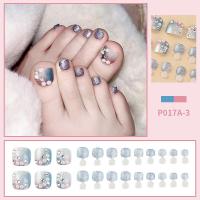 ราคา PINPAI เล็บปลอมเล็บเท้าสั้นแบบกดบนเล็บ24ชิ้นคลุมทั้งหมดปลายเล็บเท้าพร้อมอุปกรณ์ประดับตกแต่งดีไซน์แบบปลอมเล็บเท้า (18455411601)