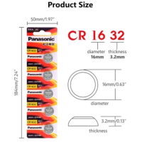 ราคา ของแท้ CR2032 ถ่านกระดุม Panasonic รุ่น CR2032 CR2025 CR2016 CR1632 CR1620 CR1616 CR1220 3V Lithium Battery พร้อมส่ง 1 Pack มี 5 pcs (21336713116)