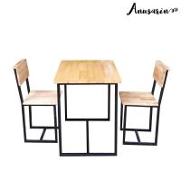 ราคา Anusarin Steel and Wood DINING SET ชุดโต๊ะเก้าอี้รับประทานอาหารทำด้วยเหล็กและไม้ 60x80 cm Black (636202639)