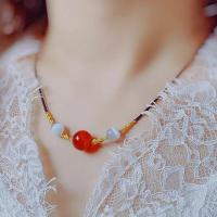 ราคา สร้อยคอไหปลาร้านิลประดิษฐ์ BAC แฟชั่นปกลูกปัดโอนสีแดง (16282847130)