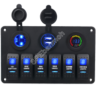 ราคา WP 441B1 Waterproof 6 gang Rocker Switch Panel for Marine Boat (8881888756)