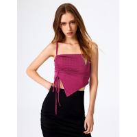 ราคา Cider เสื้อครอปสายเดี่ยวผู้หญิง เสื้อแฟชั่นผู้หญิง ลุคสตรีท สไตล์เซ็กซี่Ruched Drawstring Crop Cami Top (19586150472)