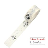 ราคา Black Golden silver Washi Tape Album Scrapbo Moon Stars festival Branches Vintage Masking Tape (17659963510)