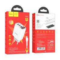 ราคา HOCO ที่ชาร์จจอแสดงผลดิจิทัล3พอร์ตแบบ18W C93A ของแท้สำหรับ iPhone Samsung S22 Huawei Xiaomi Realme อะแดปเตอร์แท่นชาร์จผนัง Htc พร้อมชุดสายชาร์จแบตเตอรี่ (20430291703)