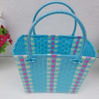 ราคา กระเป๋าสาน ตระกร้าสาน เส้นพลาสติกสาน กระเป๋าสานเส้นพลาสติก กระเป๋าถือ กระเป๋าจ่ายตลาด กว้าง13ยาว24สูง23cmขอบปากตะกร้า (5030500546)