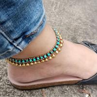 ราคา สร้อยข้อเท้าเทอร์ควอยซ์ กระดิ่งทองเหลืองแท้ (20691812689)