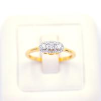 ราคา Happy Jewelry แหวนเพชร สาม เม็ด ล้อม ทองแท้ 9k 37 5 เพชรเกสร ME971 (17025539692)