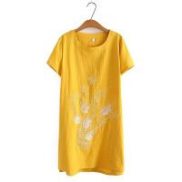 ราคา มีไซส์ใหญ่ Plus Size XL 4XL Womens Short Sleeve Summer Dress Floral Embroidery Vintage Cotton Linen Female Midi Dresses Fashion A line Vestidos with Side Pockets (19416259721)