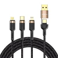 ราคา ROCK G18 5in1 สายชาร์จเร็ว 100W สายชาติเร็ว type c สายชาร์จไอโฟน USB to M L C สายชาร์จ Fast Charge Cable Type C ทอง18K สายถัก PD สายชาร์จเร็ว usb (11787051288)