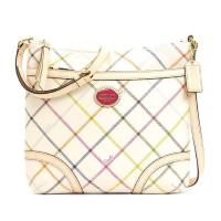 ราคา กระเป๋าสะพาย COACH แท้ Coated Canvas ลายตาราง Tattersall สายหนังแท้ ปรับความยาวสายได้ COACH 21904 Peyton Tattersall File Bag (10134299)