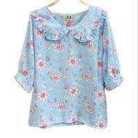 ราคา เสื้อชีฟองคอบัวหยัก ลายดอก แขนสามส่วน (20543435170)