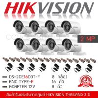 ราคา HIKVISION ชุดกล้องวงจรปิด 2MP ชุด 8 กล้อง กล้อง DS 2CE16D0T IRF 8 3 6 mm Adapter12V 8 BNC Type F 16 ตัว (1809756998)