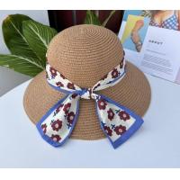 ราคา M Yshop หมวกสานปีกกว้าง ทรงกลมคาดโบว์ลายดอกไม้ สินค้าพร้อมส่ง A125 (18061066876)