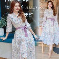 ราคา เดรสแขนยาวสไตล์วินเทจ ลายดอก S XL ชุดออกงาน ชุดไปงาน ชุดไปทะเล ชุดไปเที่ยว เดรสยาว งานป้าย PATCHA (20035130003)