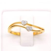ราคา Happy Jewelry แหวนเพชรของแท้ แหวนหัวใจคู่น่ารัก ก้านคล้ายเกรียวคลื่น หัวใจ 2 ดวง ทองแท้ 9k 37 5 ขายได้ จำนำได้ ME787 (16951717590)