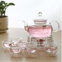 ราคา ชุดกาน้ำชา แก้วชา ฐานอุ่นแบบดอกไม้ ชุดกาชงชาแก้วใส 1 ชุดประกอบด้วยกาน้ำชา 1 ใบ แก้วชาสองชั้น 6 ใบ ฐานอุ่นชาแก้ว 1 อัน (7181270964)