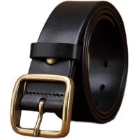 ราคา Lee is the belt man agio layer cowhide leather copper needle belt leisure belt restoring ancient ways of middle aged and young me Copper buckle yellow cowhide belt (15329224903)