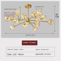 ราคา โคมไฟระย้าอันทันสมัยสำหรับห้องนั่งเล่นโคมไฟติดเพดานสำหรับห้องนอนโคมไฟลูกโป่งถั่ววิเศษแนวคนดังอินเทอร์เน็ตทำจากทองแดงแบบนอร์ดิกห้องรับประทานอาหารโคมไฟดวงดาวห้องนอน (9322069262)