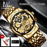 ราคา LouisWill นาฬิกาข้อมือสีทองสำหรับผู้ชายนาฬิกาข้อมือสีทองหรูหรากันน้ำสำหรับผู้ชายของขวัญนาฬิกาปลอมตกแต่งดวงตาสามชั้นนาฬิกาข้อมือเรืองแสงพร้อมปฏิทินสำหรับผู้ชาย (20818212953)