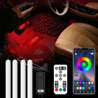 ราคา Led Car Atmosphere Lamp USB APP Bluetooth Compatible RF Remote sound Control RGB DIY Auto Ambient Light Bar (19768564272)