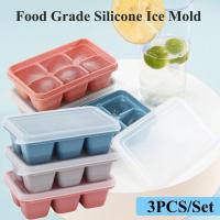ราคา 3ชิ้น15ตารางอาหารเกรดซิลิโคนน้ำแข็งถาดบ้านที่มีฝาปิด DIY ก้อนน้ำแข็งแม่พิมพ์รูปทรงสี่เหลี่ยมเครื่องทำไอศครีมครัวอุปกรณ์บาร์ (7432689784)