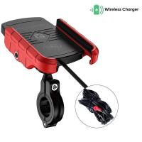 ราคา Motorcycle Bike Mobile Phone Holder Stand Mount Wireless Charger for Moto Motorbike Cell Phone GPS Support for iPhone 13 Samsung (19871619640)