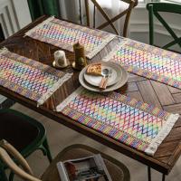 ราคา New Table Runners for Table Natural Hemp Rope Woven Table Runner Chenille Patchwork Table Cloth with Tassel Table Flag (14875450741)