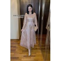 ราคา เดรสยาวแขนสามส่วน เดรสยาวปักมุก M 5XL มี2สี เดรสกลิตเตอร์ ชุดราตรียาว เดรสปักเลื่อม ชุดไปงาน ชุดออกงาน ชุดเพื่อนเจ้าสาว เดรสสาวอวบ อ้วน ชุดราตรีสาวอวบ งานป้าย THE CLASSIC (20855999955)