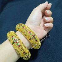 ราคา กำไลข้อมือ ลายพิกุลลายไทยดอกไม้ฉลุ เครื่องประดับชุดไทย กำไลข้อมือรุ่น 20231 ราคาต่อ 1 วง (17033298675)