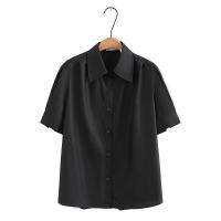 ราคา มีไซส์ใหญ่ Plus Size Womens Short Sleeve Summer Blouses Solid Color Ladies OL White Black Female Tops Office wear A line Button Up Blusas (19385722420)