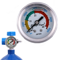 ราคา เกจแรงดันสูง เกจวัดความดัน สูบ pcp 40 MPA 6000PSI ใช้สำหรับ ถังอัดอากาศแรงดันสูง สูบแรงดันสูง หรือปั้มลมแรงดันสูง ขนาดเกลียว M10x1 High Pressure Air Pump Pressure Gauge (14982598199)