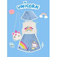 ราคา เสื้อผ้าแฟชั่นเด็กผู้หญิง ลายยูนิคอนสายรุ้ง เซตนี้ได้ 4 ชิ้น (20287218871)