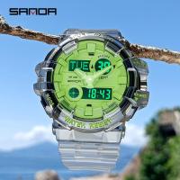 ราคา SANDA นาฬิกาผู้ชายแฟชั่นสายใสกันน้ำได้นาฬิกาแบรนด์หรูหน้าจอคู่ (10553747844)