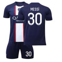 ราคา NO 30 Leo Messis ผู้ใหญ่เด็กแขนสั้นเสื้อยืดกางเกงขาสั้นเสื้อฟุตบอล2223ปารีส Saint Germains บ้านสีขาวข้อ NO 7Kylian Mbappés NO 4 Sergios Ramos NO 11Ángel Di Marías ชุด (16428452413)