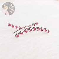 ราคา S925 ต่างหูเงินแท้เพชรโค้งเพชรชมพูก้านยาว CZ Sterling silver curve long stud earrings 01 (5046678350)