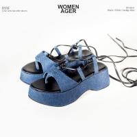 ราคา womenager Dani platform Indigo denim รองเท้าแตะ ส้นตึก (19959303726)