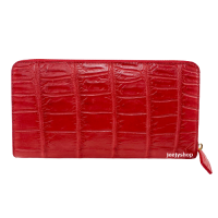 ราคา Womens Bag กระเป๋าสตางค์หนังจระเข้แท้ผู้หญิงใบยาว สีแดง สไตล์ซิปเดี่ยวรอบ กระเป๋าเงินหนังจรเข้แท้100 ใส่การ์ด ธนบัตร เหรียญ (17238754191)