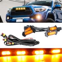 ราคา ไฟ LED สีเหลืองอำพันตกแต่งภายนอก4ชิ้นกระจังหน้า LED สำหรับ JL 2016 2020 Toyota 4Runner TRD PRO กระจังหน้าไฟวิ่ง (21357740957)