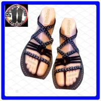 ราคา ส่งเร็วพิเศษ รองเท้าเชือกถัก รองเท้าสาน รองเท้าhand made รองเท้าสานแตะแฟชั่นงามๆโบฮีเมี่ยม รองเท้าสานแตะรัดส้น สีน้ำตาลเข้ม สีขาวลายดำยาว ใส่สวย P036 (3360666546)