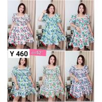 ราคา 460 Y ชุดเดรสสาวอวบอก 52 เดรสสาวอวบลายดอก รุ่นกระดุม ชายระบาย (18522646782)