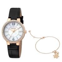 ราคา Esprit นาฬิกาข้อมือผู้หญิงสายหนังรุ่น ES1L228L2075 สีดำ และ สร้อยข้อมือสีโรสโกลด์ (18576089170)