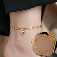 ราคา OYJR สร้อยข้อเท้า ผญ ลายโซ่สีทอง ข้อเท้าเรียบๆสแตนเลสชุบทอง 18k ไม่ลอกดำ (21209691819)