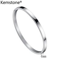 ราคา Kemstone กำไลข้อมือหลากสีสำหรับผู้หญิงผู้ชายกำไลข้อมือเหล็กกล้าไทเทเนียมเงินชุบทองสีฟ้าขนาด4มม 6มม 8มม (20186365755)