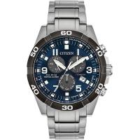 ราคา Citizen Mens Eco Drive Sport Casual Brycen Chronograph Super Titanium Steel Blue Black (16936030576)