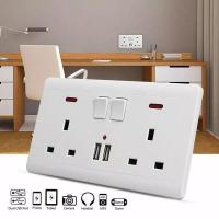ราคา ปลั๊กติดผนัง Double Wall Plug Socket With 2 USB 5V Charger Port Outlets Plate AC Power Outlet Panel Plate Wall Charger Socket Electrical Sockets (9587120458)
