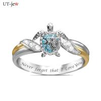 ราคา แหวนเต่า Mom รักคุณตลอดกาลแหวนเต่าทะเลเต่าคริสตัลเครื่องประดับแบบหมุด (9413171959)