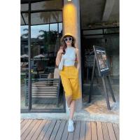 ราคา กางเกงขาสั้นทรงกระบอก3ส่วนผ้าลินินเอวสูงเก็บทรงสวยคร่า (19467690457)