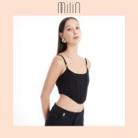 ราคา MILIN Structured Bodice Build in boning construction detail Milin M logo decorated on Spaghetti straps Top เสื้อสายเดี่ยวเสริมโครงตกแต่งด้วยโลโก้ตัว M ที่สาย Divine Top 42 (20665498796)
